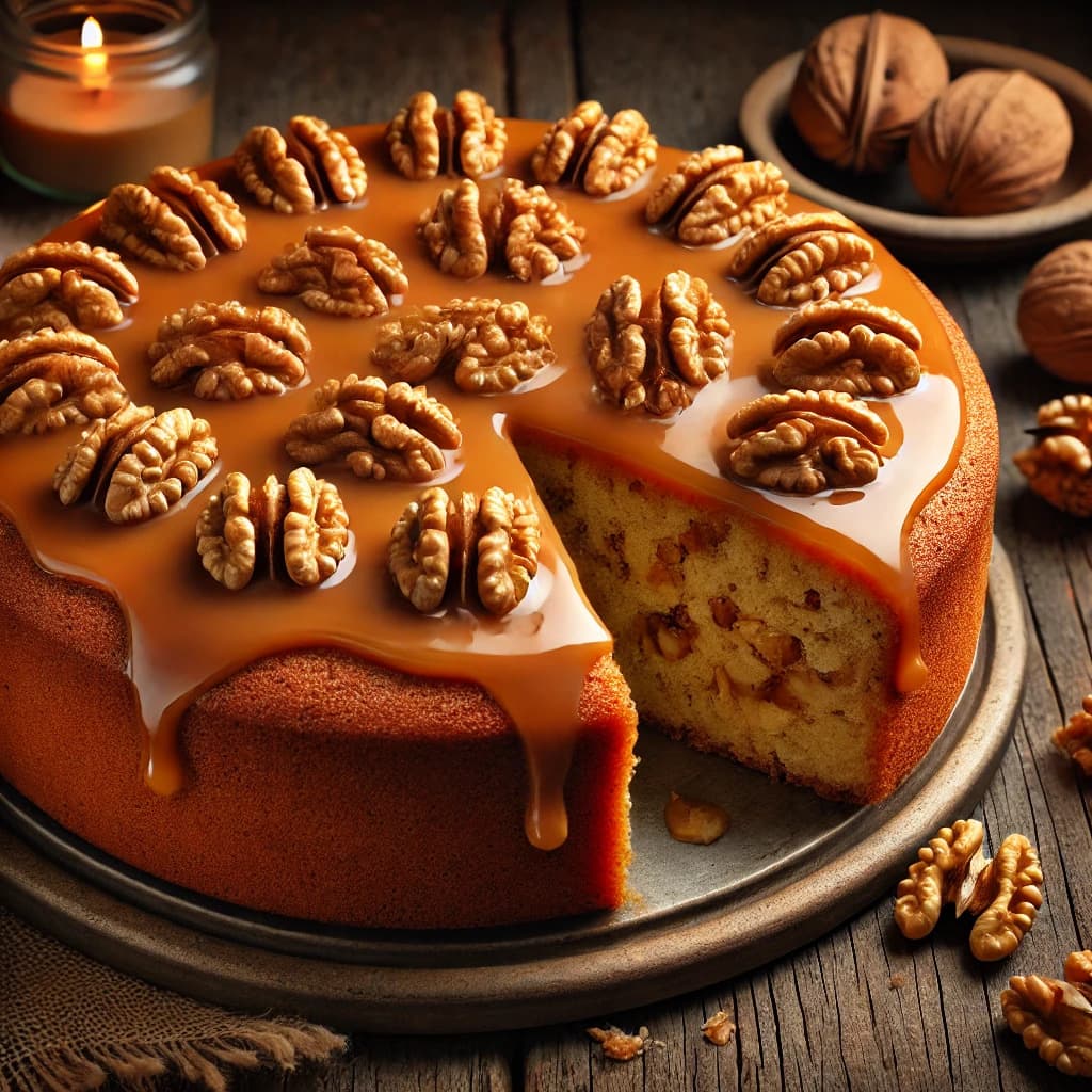 Bolo de Nozes com Doce de Leite