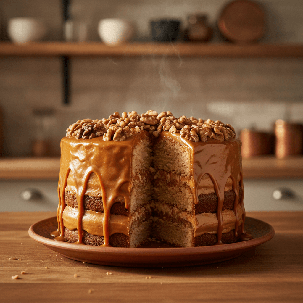Bolo de Nozes com Doce de Leite