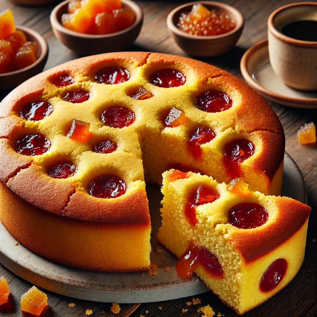 Bolo de Fubá com Goiabada