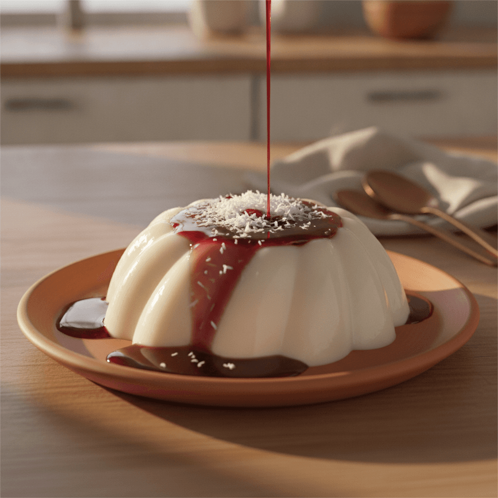 Pudim de Maria Mole Com Calda de Vinho