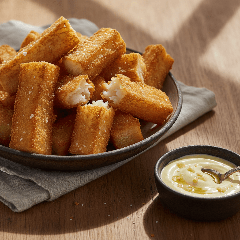Mandioca Frita com Aioli de Alho