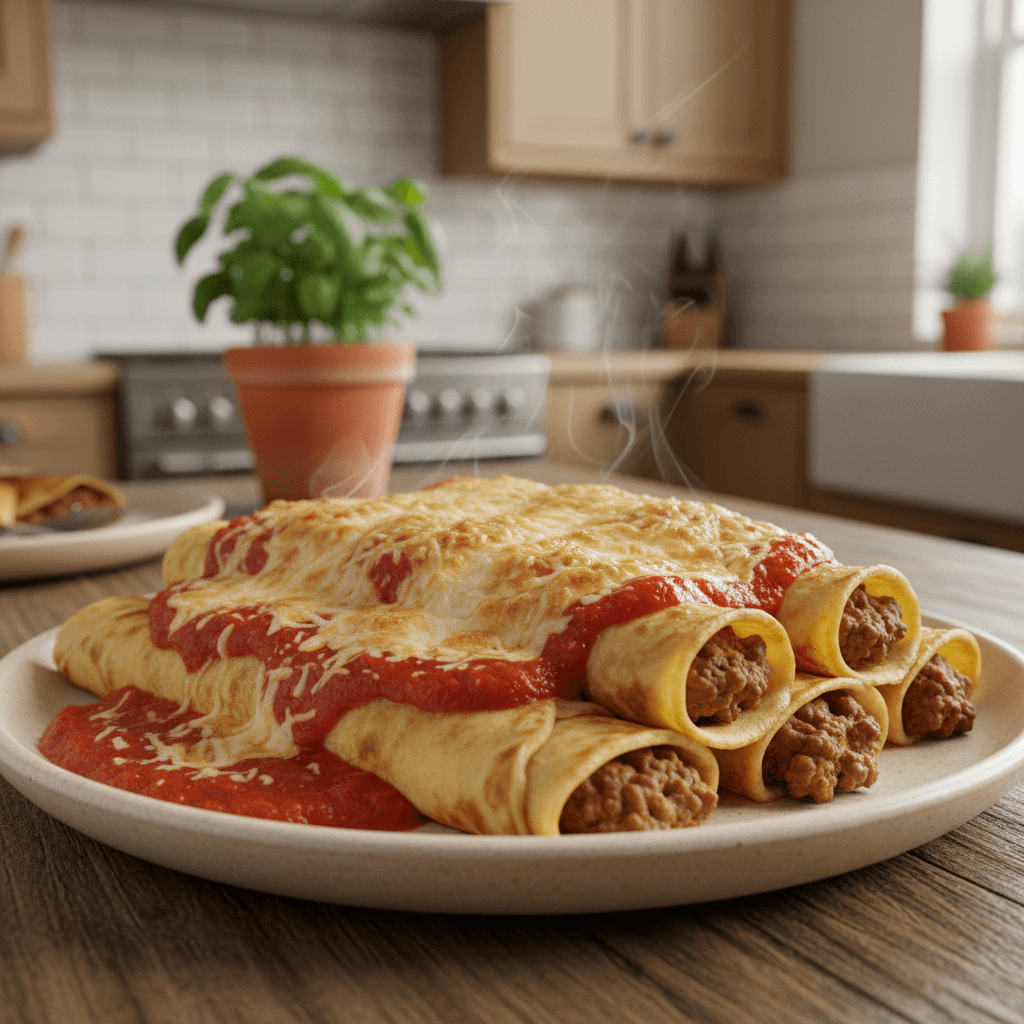 Panqueca recheada com carne moída