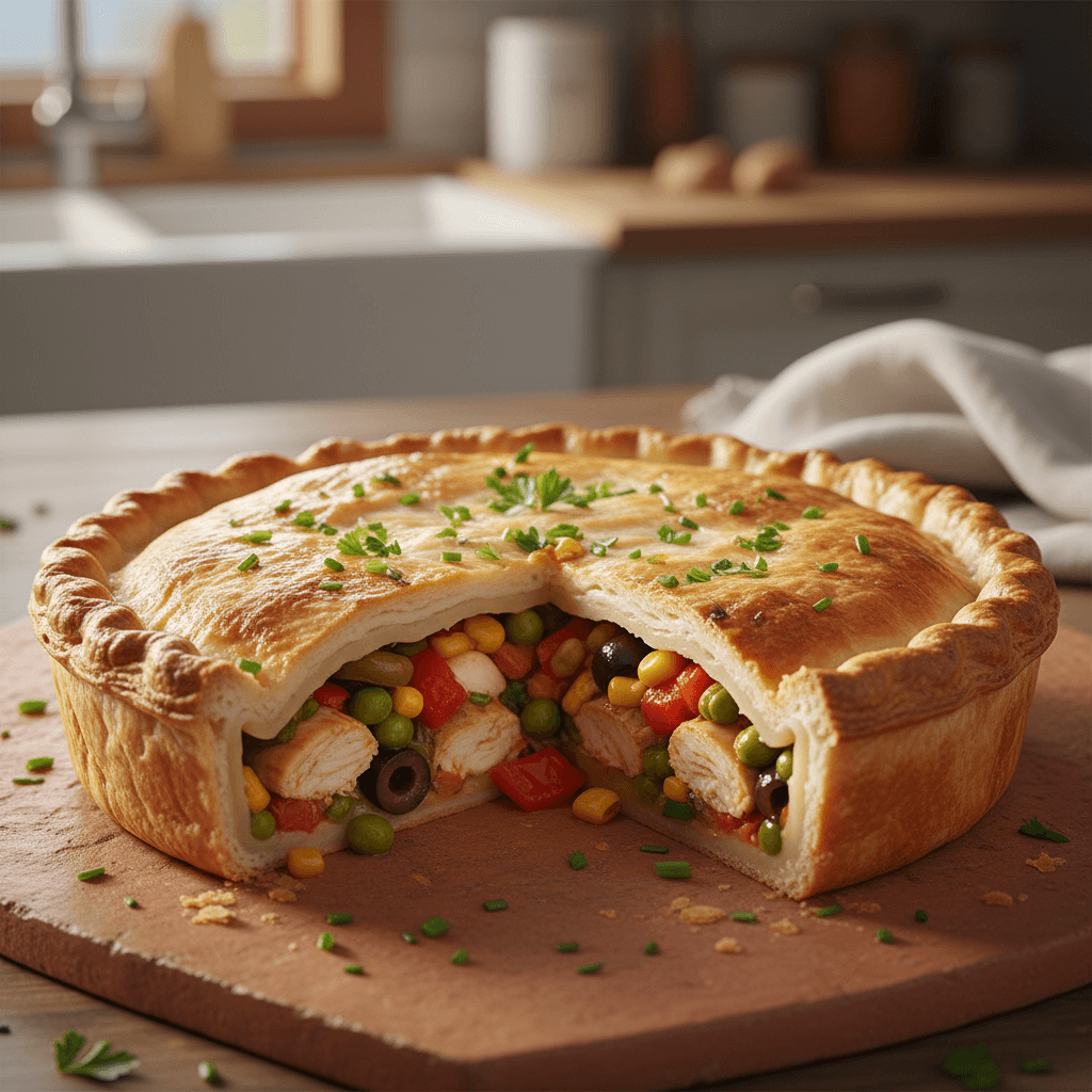 Torta de Liquidificador com Recheio de Frango